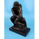 Bronze figure on marble base - The Lovers - Approx H: 25.5cm