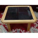 Oak coffee table with granite tiles