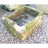 Antique stone trough - Approx W: 62cm D: 48cm H: 29cm