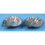 Pair of hallmarked silver shell bon bon dishes - Circa 1933 makers mark JDWD - Total approx weight
