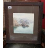 Watercolour - Coastal scene signed E C Hope