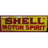 Reproduction enamel 'Shell Motorspirit' sign - Approx 91cm x 30cm