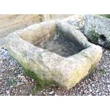 Antique stone trough - Approx W: 60cm D: 59cm H: 33cm