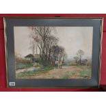 Watercolour - Returning from the Fields by Henry Charles Fox - Approx image size: 51cm x 34.5cm