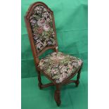 Oak dining chair with floral fabric