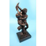 Bronze Hercules & Diomedes on marble base - Approx H: 30cm