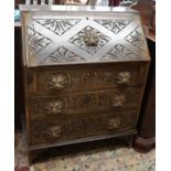 Oak carved bureau