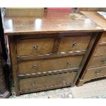 Oak & walnut chest of 2 over 2 drawers - Approx W: 76cm D: 45.5cm H: 81cm