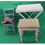 Butlers tray on stand, vintage child's chair & stool