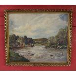 Oil on canvas - The River Devon by Barrington Brown - Approx image size: 60cm x 50cm