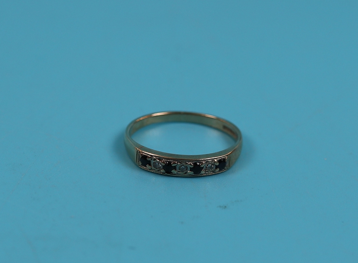 Gold sapphire & diamond set ring