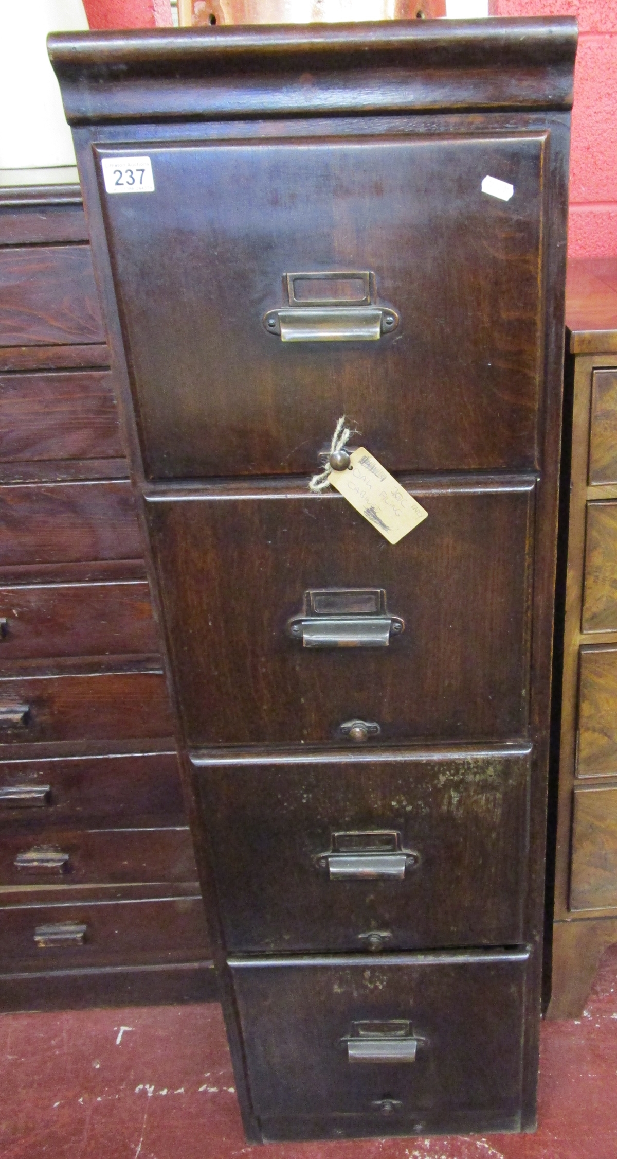 Early 20C oak filing cabinet