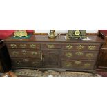 Very large George I oak dresser base - Approx W: 219cm D: 57cm H: 92cm