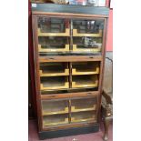 Haberdashery cabinet with glazed up and over doors - Approx W: 78cm D: 53cm H: 154cm