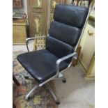 Italian leather and alloy adjustable swivel chair