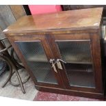 Mahogany glass front cabinet - Approx W: 76cm D: 29cm H: 80cm