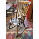 Oak slat back rocking chair