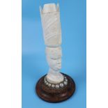 Carved Ivory tribal head figure - Approx H: 26cm