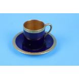 Coalport blue & gilt teacup & saucer