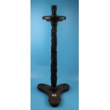 Large carved oak candle stick - Approx H: 81cm