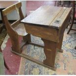 Victorian oak & elm country school child's seat & desk