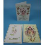 2 original Charles Bronson 6 x 4 postcards & Christmas card - Hand drawn & signed - Unsent
