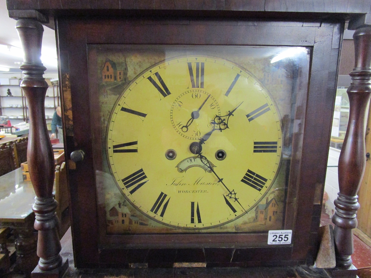 Georgian 8 day grandfather clock by John Mason of Worcester in good working order - Image 3 of 12