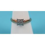 Gold 9 stone diamond set ring