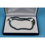 Blue pearl necklace with gold clasp