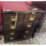 Antique set of 8 oak office drawers