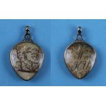 Early 18C silkworked locket depicting birds & monogram