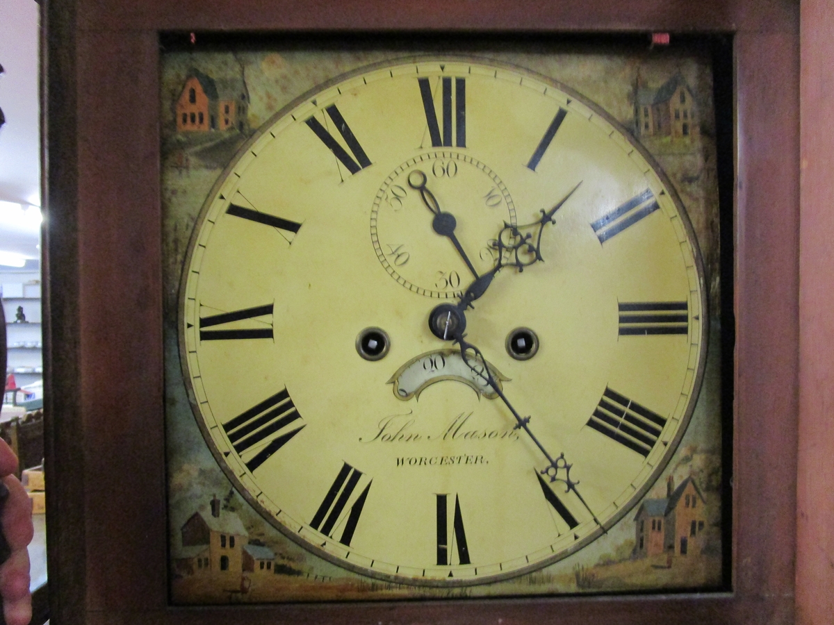 Georgian 8 day grandfather clock by John Mason of Worcester in good working order - Image 6 of 12