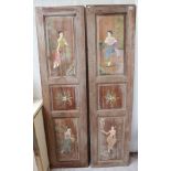 Pair of Oriental painted doors - Approx 201cm x 104cm