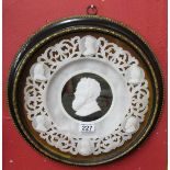 Fine carved alabaster framed plaque of gentleman