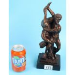 Bronze of Diomedes and Hercules on marble base - Approx H: 30cm