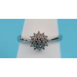 White gold diamond cluster ring