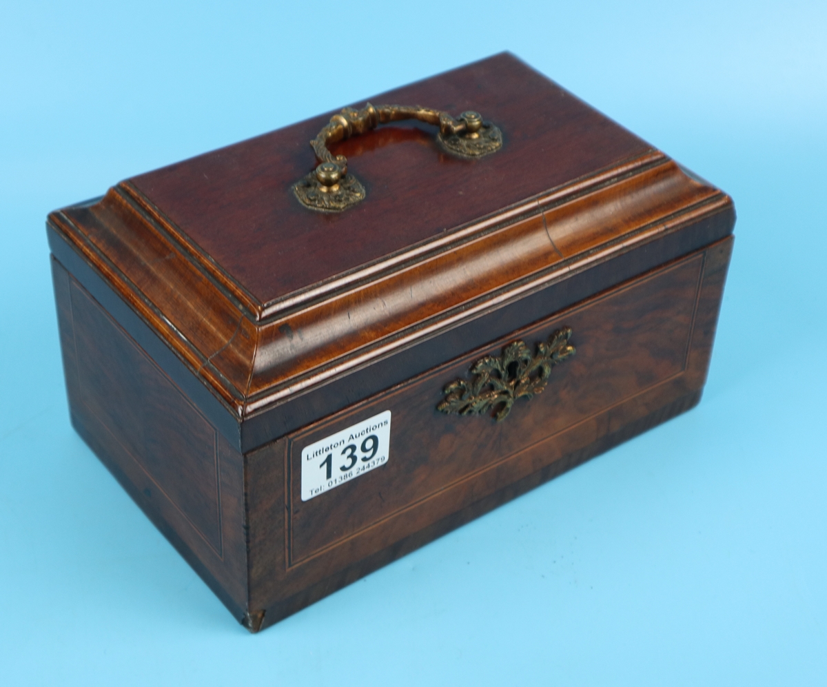 Walnut inlaid tea caddy