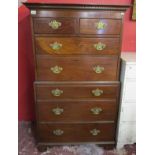 Victorian mahogany chest on chest - Approx W: 90cm D: 50cm H: 151cm