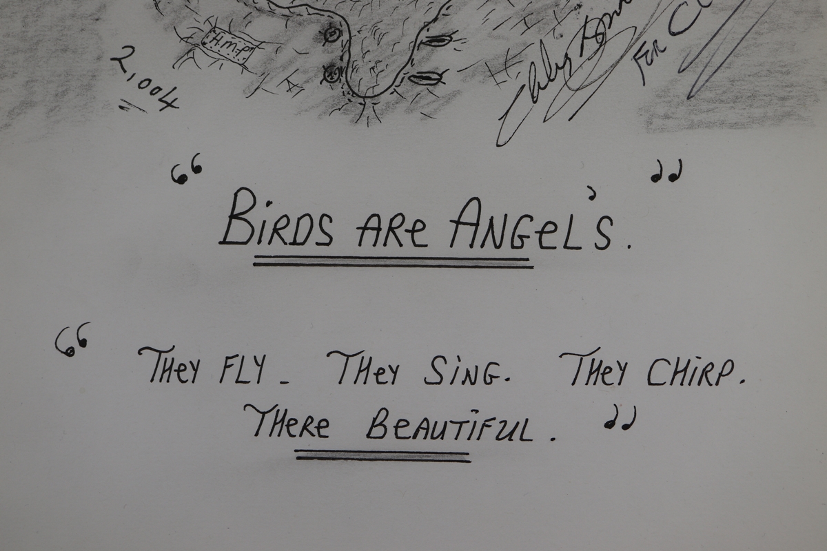 Original Charles Bronson jail art - Birds are Angels - Hand drawn & signed - Image 3 of 5