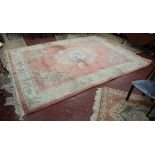 Large pink Chinese wool rug - Approx 380cm x 275cm
