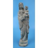 Carved wooden figure Madonna & Child - Approx H: 27cm