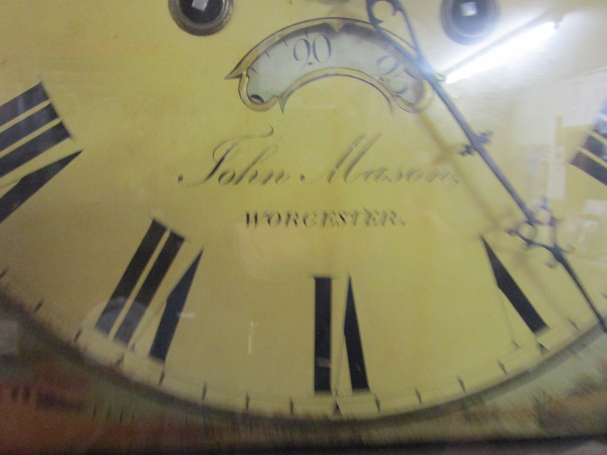 Georgian 8 day grandfather clock by John Mason of Worcester in good working order - Image 4 of 12