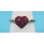 Gold ruby heart ring