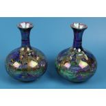 Pair of hand painted Wiltonware bud vases - Approx H: 14cm