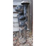 Cast iron boy figure fountain - Approx H: 61cm