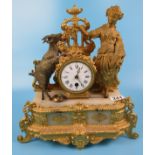 French gilt clock - Approx H: 37cm
