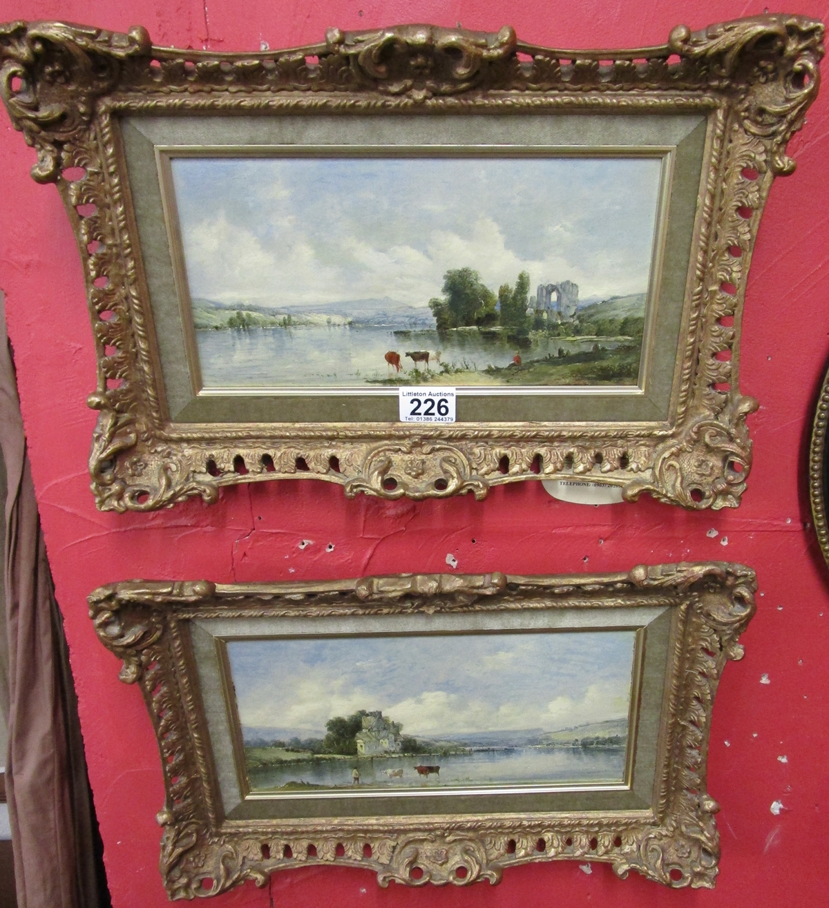 Pair of fine early oils in ornate gilt frame