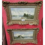 Pair of fine early oils in ornate gilt frame