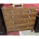 Antique mahogany chest of 2 over 3 drawers on bracket feet - Approx W: 109cm D: 51cm H: 106cm