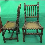 4 antique bobbin turned dining chairs